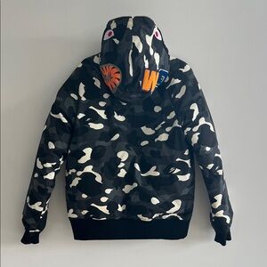 2017 Bape City Camp Shark Hoodie Down Jacket Mens